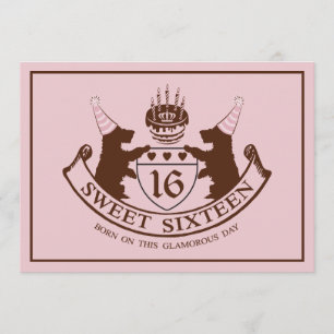 魅力的なファッションのオートクチュールの女の子のSweet sixteenの誕生日 招待状