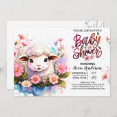 魅力的なファーミヤードフレンズピンクの女の子ベビーシャワー 招待状 (正面/裏面)