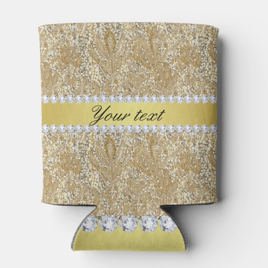 魅力的なフェイク金ゴールドシークインとダイヤモンド 缶クーラー (裏面)