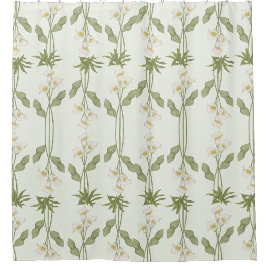 魅力的なフローラ装飾的な目を引く シャワーカーテン (正面)