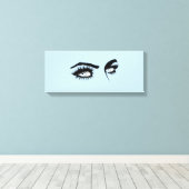 魅力的なブラック&ブルーの女コンテンポラリー性の視線 キャンバスプリント (インサイチュ (ウッドフロア))