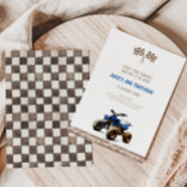 魅力的なブルーのクアッドバイクの誕生日招待状 招待状