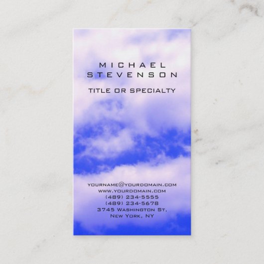 魅力的なブルースカイホワイトクラウドビジネスカード 名刺 (正面)