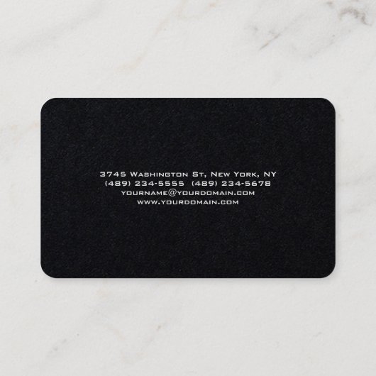 魅力的なプレミアムブラックスタイリッシュミニマモダンリスト 名刺 (裏面)