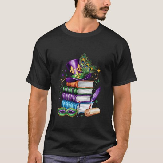 魅力的なマルディグラスミックス司書の衣装の祭典 Tシャツ (正面)