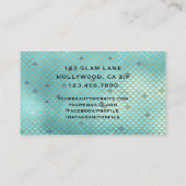 魅力的なメーキャップアーティストのまつげ延長ティール(緑がかった色)の金ゴールド 名刺 (裏面)