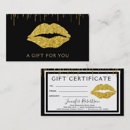 魅力的なメーキャップアーティストのギフト券 割引カード (正面/裏面)