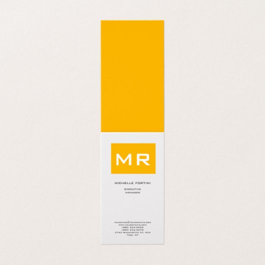 魅力的なモノグラムイエローホワイトプレミアムパール 名刺 (外部フラット)