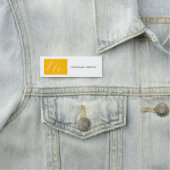 魅力的なモノグラムイエローホワイトモダンプレーン 名札 (インサイチュ)