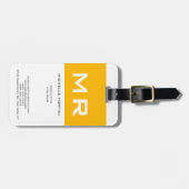 魅力的なモノグラムイエローホワイト ラゲッジタグ (正面横)