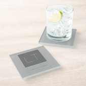 魅力的なモノグラムグレープレーン ガラスコースター (アングル)