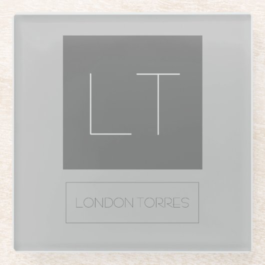 魅力的なモノグラムグレープレーン ガラスコースター (正面)