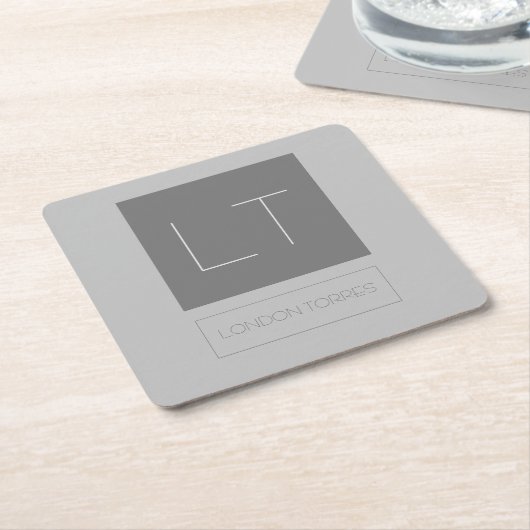 魅力的なモノグラムグレープレーン スクエアペーパーコースター (アングル)