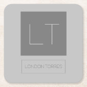 魅力的なモノグラムグレープレーン スクエアペーパーコースター (正面)