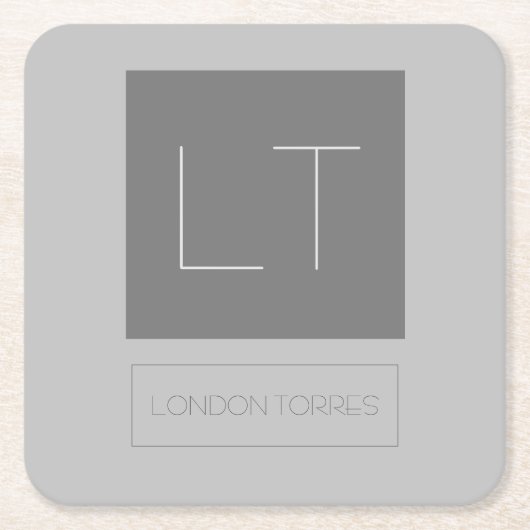 魅力的なモノグラムグレープレーン スクエアペーパーコースター (正面)