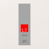 魅力的なモノグラムグレー赤白プレーン 名刺 (外部フラット)