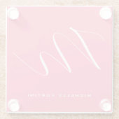 魅力的なモノグラムピンク白モダン平野 ガラスコースター (裏面)