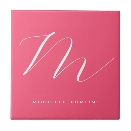 魅力的なモノグラムピンク白モダン平野 タイル (正面)