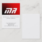 魅力的なモノグラム白カッコいい赤ビジネスカード 名刺 (正面/裏面)