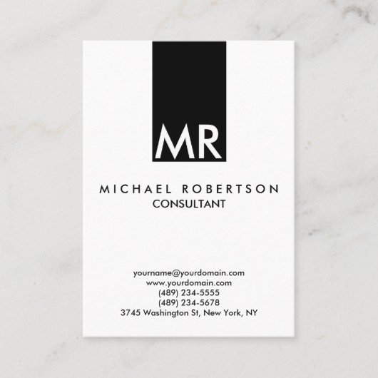 魅力的なモノグラム白黒 澄ん 名刺 (正面)