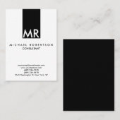 魅力的なモノグラム白黒 澄ん 名刺 (正面/裏面)