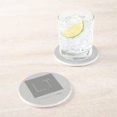 魅力的なモノグラム グレー シンプル コースター (側面)