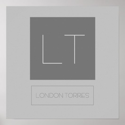 魅力的なモノグラム グレー シンプル ポスター (正面)
