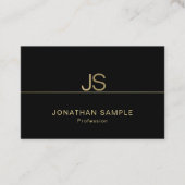 魅力的なモノグラモダンムエレガントブラック金ゴールドリュックス 名刺 (正面)