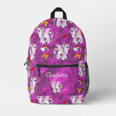 魅力的なユニコーンの夢ピンク プリントバックパック (正面)