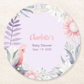 魅力的なラベンダーパーティー好意ベビーシャワー ラウンドペーパーコースター (正面)