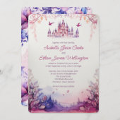 魅力的なラベンダールネッサンス結婚城 招待状 (正面/裏面)