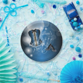 魅力的なランジェリーのバチェロレッテ|の青 ペーパープレート (パーティー)