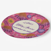 魅力的なワイルドフラワーピンクの赤ちゃんシャワー ペーパープレート (アングル)