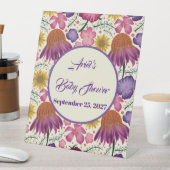 魅力的なワイルドフラワーピンクの赤ちゃんシャワー 台座サイン (インサイチュ)