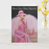 魅力的なヴィンテージの女性のバースデー・カード カード (黄色い花)