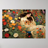 魅力的なヴィンテージコテージ景観印象派 ポスター (正面)