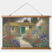 魅力的なヴィンテージコテージ絵画ランドスケープ 吊り下げ型タペストリー (正面)