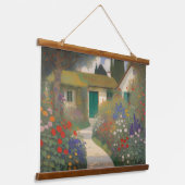 魅力的なヴィンテージコテージ絵画ランドスケープ 吊り下げ型タペストリー (傾斜あり)