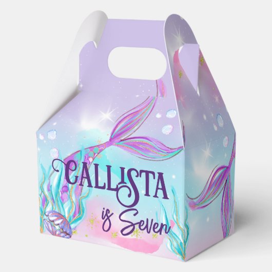 魅力的な人魚をテーマにしたパーティー箱 フェイバーボックス (正面)