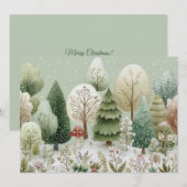 魅力的な冬のクリスマス シーン シーズンカード (正面/裏面)