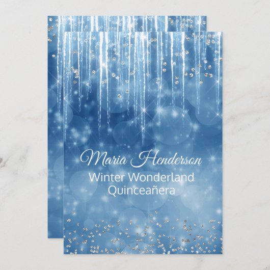 魅力的な冬のテーマのキンセアニェラの誕生日の招待状 招待状 (正面/裏面)