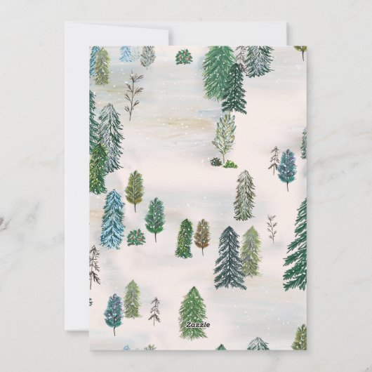 魅力的な冬の森のクリスマス写真はがき シーズンカード (裏面)