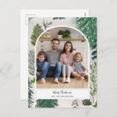 魅力的な冬の森のクリスマス写真はがき シーズンポストカード (正面/裏面)