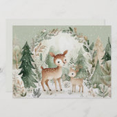 魅力的な冬の風景 鹿 メリークリスマス シーズンカード (正面/裏面)