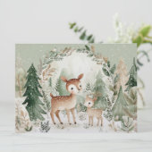 魅力的な冬の風景 鹿 メリークリスマス シーズンカード (スタンド正面)