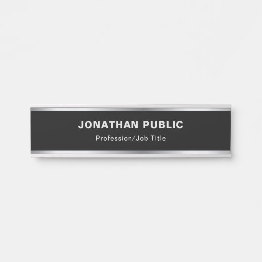 魅力的な創造的なモダンなデザインの黒および銀 サインプレート (正面)