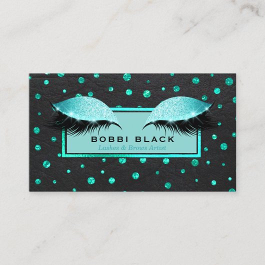 魅力的な化粧のまつげ延長ティール(緑がかった色)の黒 名刺 (正面)