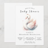 魅力的な印刷可能なスワンの赤ちゃんシャワー 招待状 (正面/裏面)