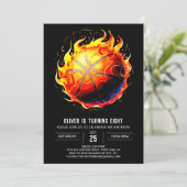 魅力的な印刷可能なバスケットボール誕生日 招待状 (スタンド正面)