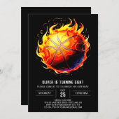 魅力的な印刷可能なバスケットボール誕生日 招待状 (正面/裏面)